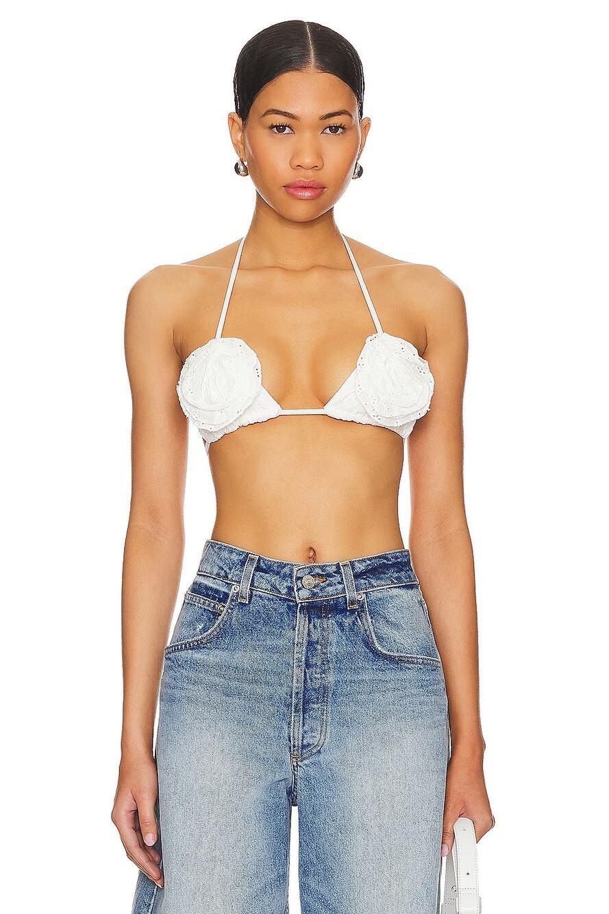 Lovers and Friends Julia Lace Bralette Halter Eyelet Rosette Festival Summer L